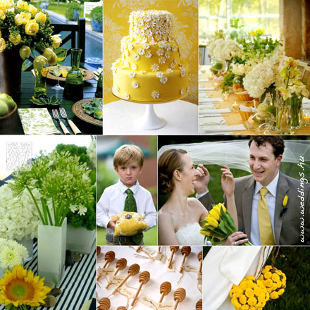 Sárga dekoráció az esküvőn